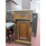 XIX Century Continental Stained Pine and Walnut Pot Cupboard, with marble top, signle drawer, over