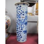 WITHDRAWN. A Late XIX Century Chinese Porcelain Sleeve Vase, painted in blue with dragons amongst