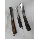 Pocket Knives by Joseph Allen & Sons, Sheffield and Baker of Wakefield; Horseman's knife by G.