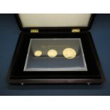 The 2011 Jersey Gold Proof Three Coin Set, comprising of Five Pounds, Two Pounds, One Pound,