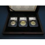 The Date Stamp Gold Britannia Specification Set, comprising of three UK 1oz Gold Britannia Coins