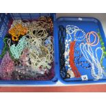 Assorted Vintage and Later Bead Necklaces, including blue foil/tinsel bead necklace, Egyptian