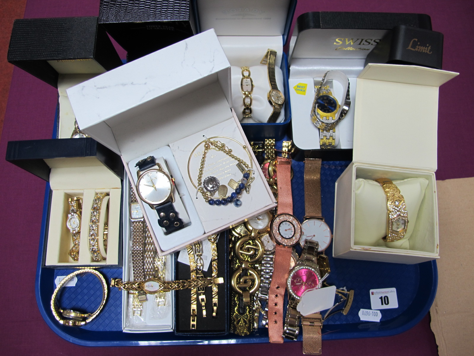 A Large Selection of Modern Gilt Coloured Ladies Wristwatches, including Rotary, Sekonda, Pulsar,