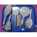 Assorted Hallmarked Silver Backed Hair Brushes and Hand Mirrors, including foliate decorated and