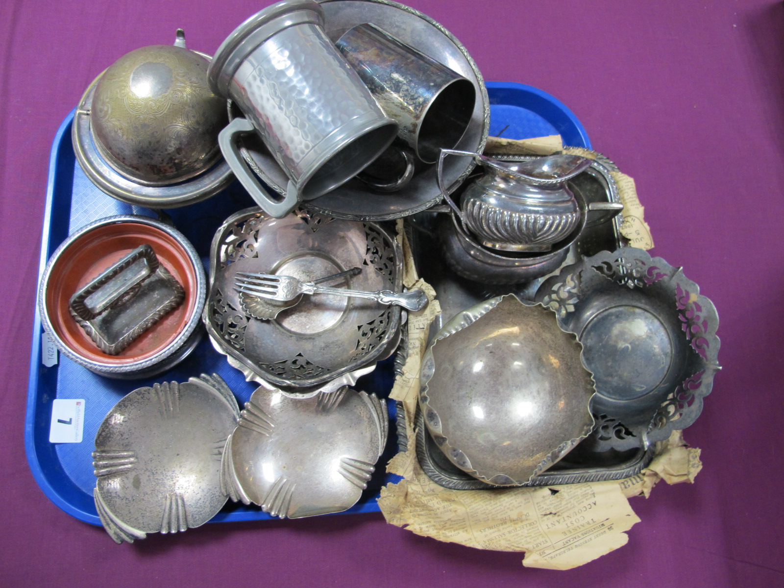 A Pair of Art Deco Hallmarked Silver Ashtray/Dishes, Birmingham 1936, each of shaped design; a