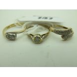 A 9ct Gold Illusion Set Dress Ring, between inset shoulders, another Illusion set dress ring,