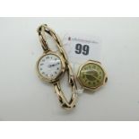 A Vintage 9ct Gold Cased Ladies Wristwatch, the white dial with Arabic numerals within plain case,