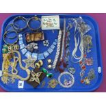 Assorted Costume Jewellery, including clip earrings, vintage and later necklaces, enamel and other