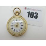 A Highly Decorative Ladies Fob Watch, the white dial with black Roman numerals, inside case back