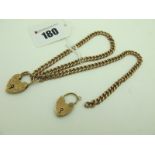 A 9ct Gold Curb Link To Row Bracelet, to a heart shape padlock clasp (damaged); together with