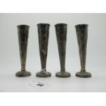 A Set of Four Victorian Hallmarked Silver Vases, Robert Humphries, London 1879, each of tapering