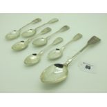 A Set of Six Hallmarked Silver Fiddle Pattern Teaspoons, BS, London 1840, initialled; a hallmarked