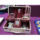 A Large Jewellery Box Containing a Variety of Costume Jewellery, including imitation pearl bead