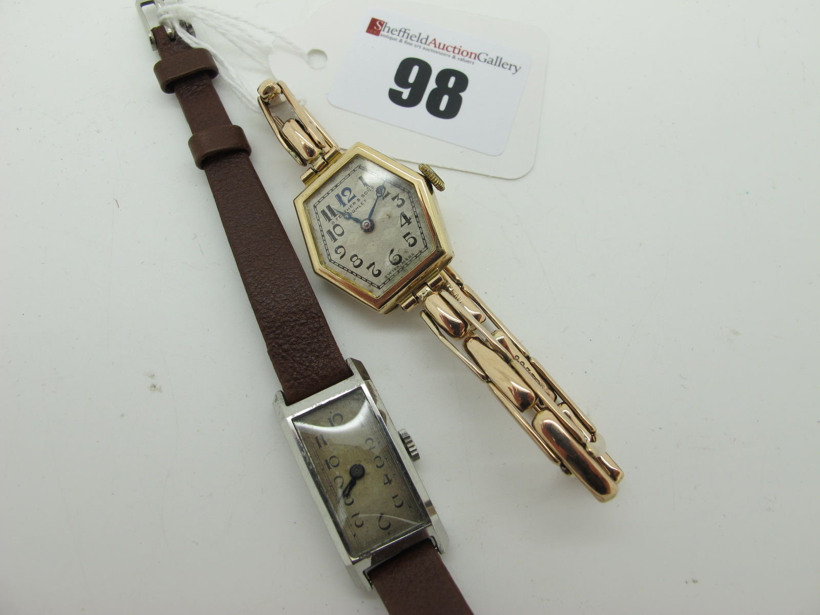 G Feather & Sons Keighley; A Ladies Wristwatch, the signed dial with Arabic numerals, within