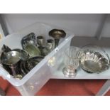 A Mixed Lot of Plated Ware, including decorative swing handled basket, candle holder, vases, dishes,