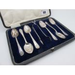 A Set of Six Hallmarked Silver Teaspoons, Sheffield 1917, complete with matching sugar tongs, in