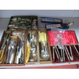 A Mixed Lot of Assorted Plated Cutlery, including an Exeter hallmarked silver Fiddle pattern