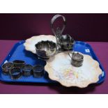 A Decorative Plated Dessert Serving Set, fitted with pair of Doulton Burslem shaped plates (damages)