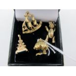 A Small Collection of Novelty Charms/Pendants, including; a galleon ship, a single fob, an