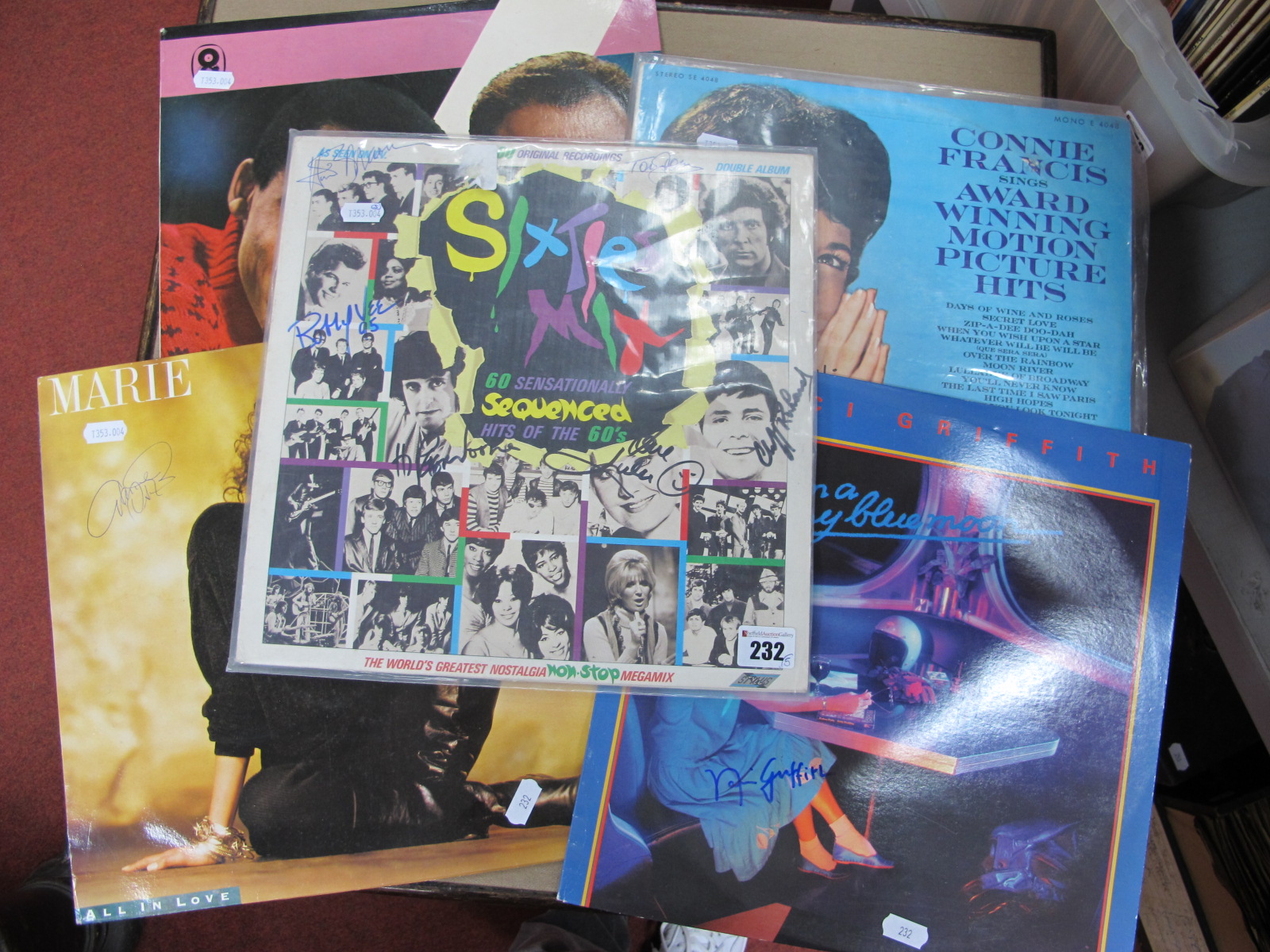 Five Signed (Unverified) LP's, to include 60's mix with Hank Marvin, Bobby Vee, Cliff Richard,