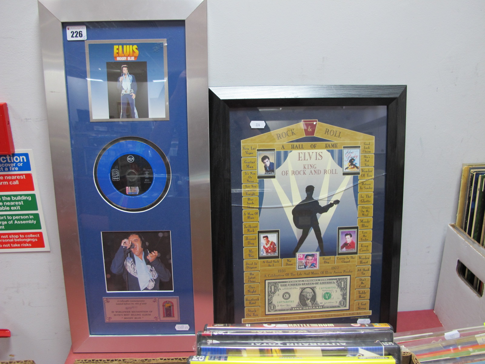 Elvis Interest: Two Framed Collectors Items, to include A Hall of Fame Elvis King of Rock and Roll