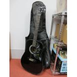 Korean Hondo Model H124BHM Accoustic Guitar, with soft case.