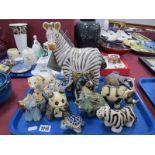 Uruguayan Limited Edition Pottery Zebra, 25.5cm high, elephants, panda, etc (11):- One Tray