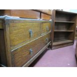 Oak Chest of Two Short and One Long Drawers, on cabriole legs; Gibbs bookcase. (2)
