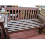 A Bridgman & Co Wooden Garden Bench, with slatted back 124 cm wide.