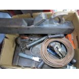 Record No. 4 Woodworkers Plane, saws, chisles, drill, etc:- One Box