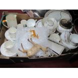 An Early XX Century MEIR China Tea Set Decorated with Pink Roses, Wedgewood Tiger Lily coffee cups