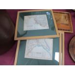 Yorkshire Ridings Maps, engraved for Dugdales, approx 17 x 22cm (4); inlaid wooden picture of