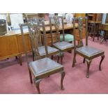 A Set of Four 1920's High Back Dining Chairs, with pierced splats.
