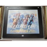 A. Veccio, Horse Racing, oil on canvas, signed lower right, 50 x 59cm.