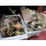 Copper Tea Urn, Copper, brass, silver plated ware:- Two Boxes
