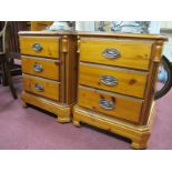 A Pair of Pine Bedside Chests and headboard. (3)