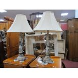 Pair of Widdop of Birmingham Table Lamps, with acanthus leaf and wreath decoration, with shades,