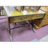 Mahogany Sofa Table, with fall flaps, two single and two faux drawers on lyre supports, 87cm wide