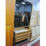 1970's Display Cabinet, with teak handles to black glass doors, 90.5cm wide.