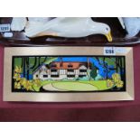 Moocroft Rectangular Shaped Frame Wall Plaque, of a country house, 9 x 29cm, with impressed name