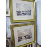 Don Micklethwaite, 'Evening Harbour' and 'Low Tide', pair limited edition colour prints of 500,