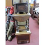 Oak Drop Leaf Coffee Table, on turned and block supports, commode, corner wall cupboard having