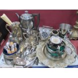 A Silver Hallmarked Small Fork, epns sauce ladles, souvenir teaspoons, other plated ware:- One Tray