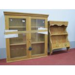 XX Century Wall Hanging Cabinet, with twin glazed doors, two internal shelves, 96 x 99cm; together