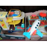 1970's Fisher Price Garage and Airport, (with aeroplane) and a collection of Matchbox, Corgi and