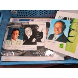 Signed Publicity Cards - Terry Wogan, David Jacobs, Michael Aspel, Willie Carson, Michael Bentine,