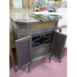 Gilbert Oak Cased Gramophone, circa 1920's standing on eight legs; together with tone reflector,