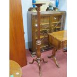 Mahogany Plant Stand, having circular dish top, on shaped fluted support and tripod legs, 135.5cm