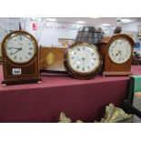 Knights & Gibbins Wall Clock, 34 cm high. Comitti & London Clock Co mantle clocks. (3)