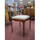 A Corner Chair, in the Edwardian Manner, pair of oak stools having studded leatherette tops.